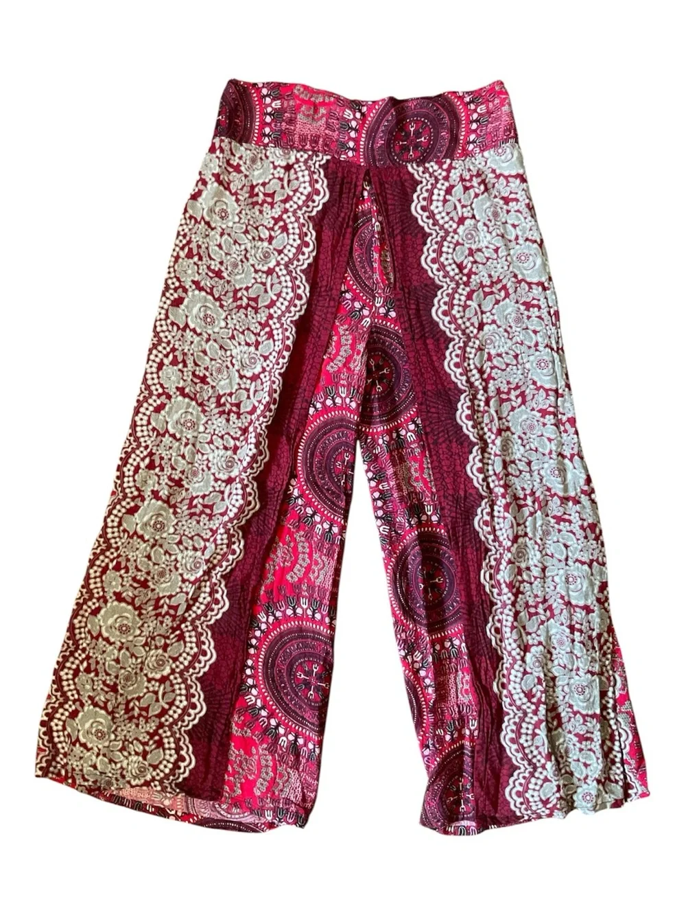 Thai Split-Front Palazzo Batik Stretch waist Wing Thailand Women’s L Boho